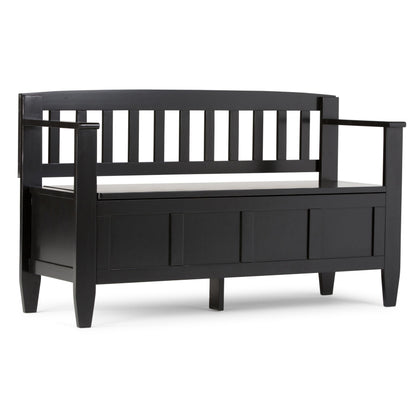SIMPLIHOME Brooklyn Entryway Storage Bench - 48 inch Wide Solid Wood Hallway Bench in Black, Contemporary Mudroom Bench for Entry or Foyer with Lift-Up Lid and Spacious Hidden Storage