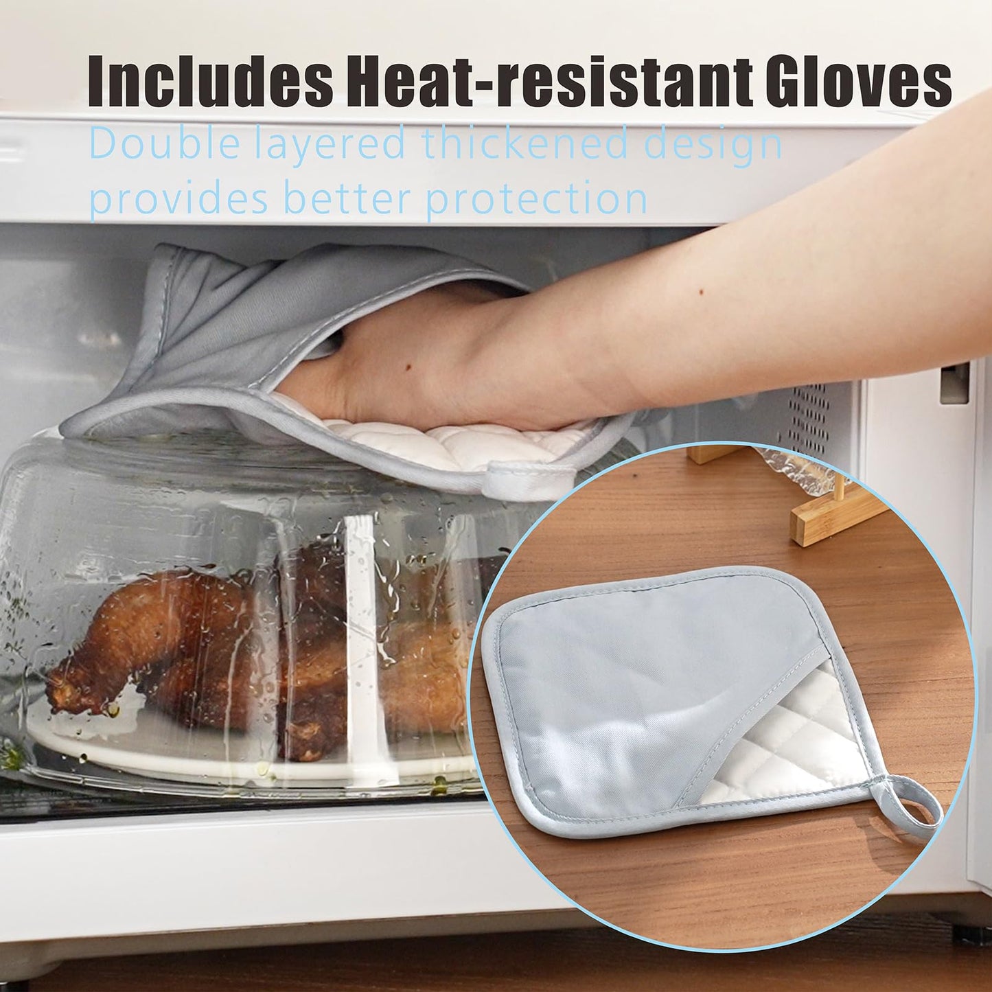 FANQIEW Glass Microwave Splatter Cover for Food Tall Microwave Cover with Silicone Knob 100% Food Safe 10in Plate Splatter Guard Lid With Vent Hole BPA Free Dishwasher Safe