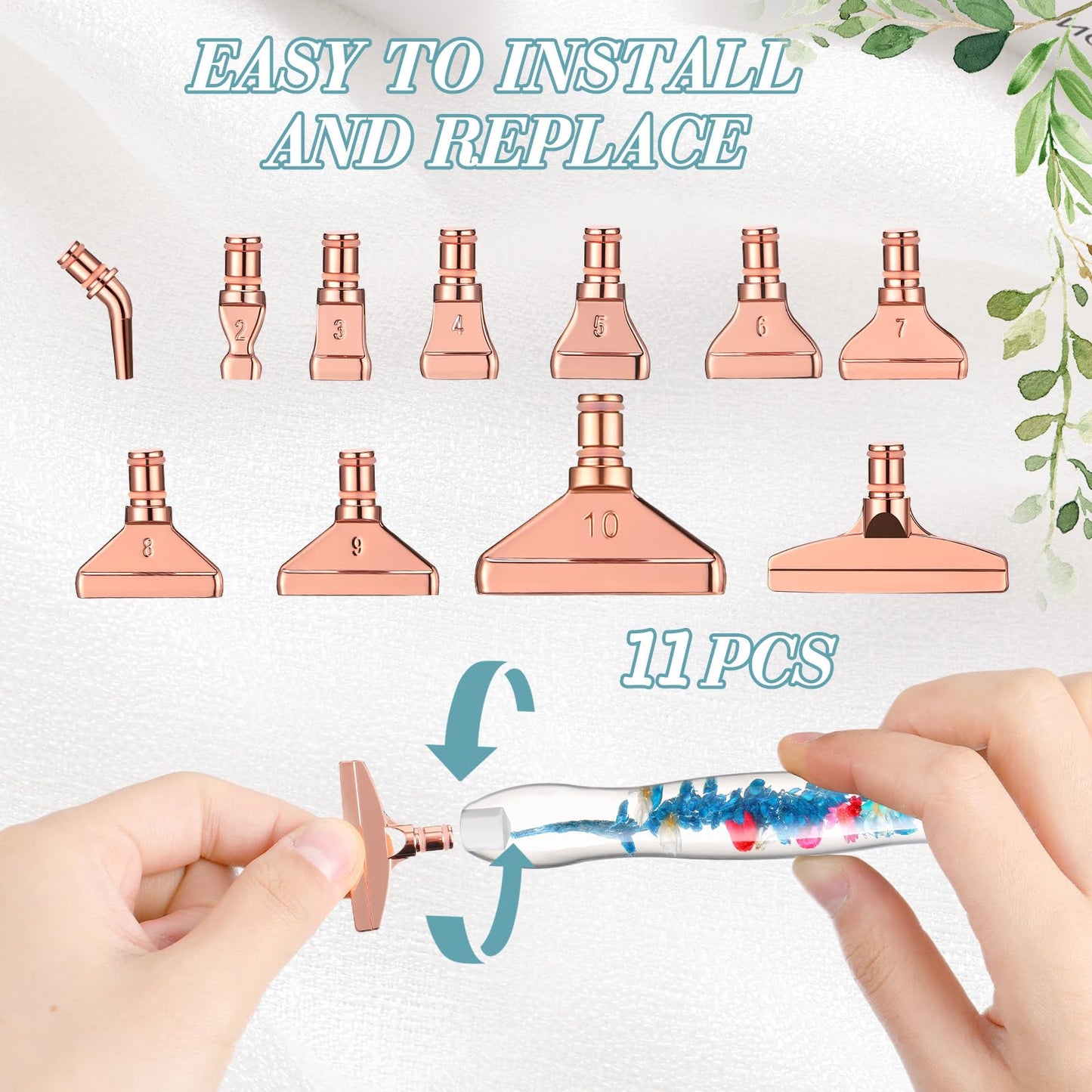 Geyoga 23 Pcs Flower Diamond Painting Art Drill Tool Pen Kits Resin for Adults with Rose Gold Pen Tips Preppy DIY Diamond Arts Pens Accessories Nail Art Embroidery Decoration