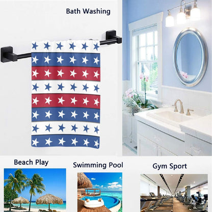 Naanle Stylish Independence Day USA 4th of July Stars Stripes Soft Large Hand Towels for Bathroom, Hotel, Gym (16" x