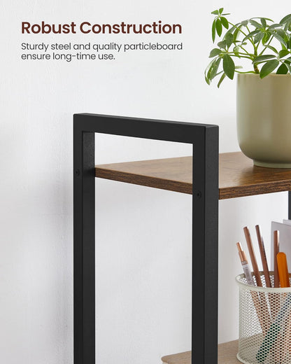 VASAGLE 4-Tier Tall Bookshelf, Industrial Style Bookcase with Steel Frame for Living Room, Home Office, Rustic Brown