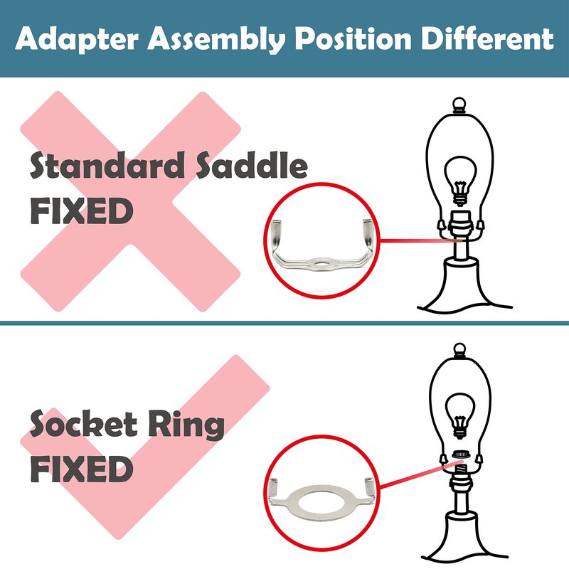 Aspen Creative 20043-22A, 12" Lamp Shade Harp Holder with E26 UNO Fitter Adapter, Includes Solid Steel Bumped Cylinder Finial, 12" Harp, and E26 36mm UNO Fitter in Satin Nickel Finish, 2 Pack