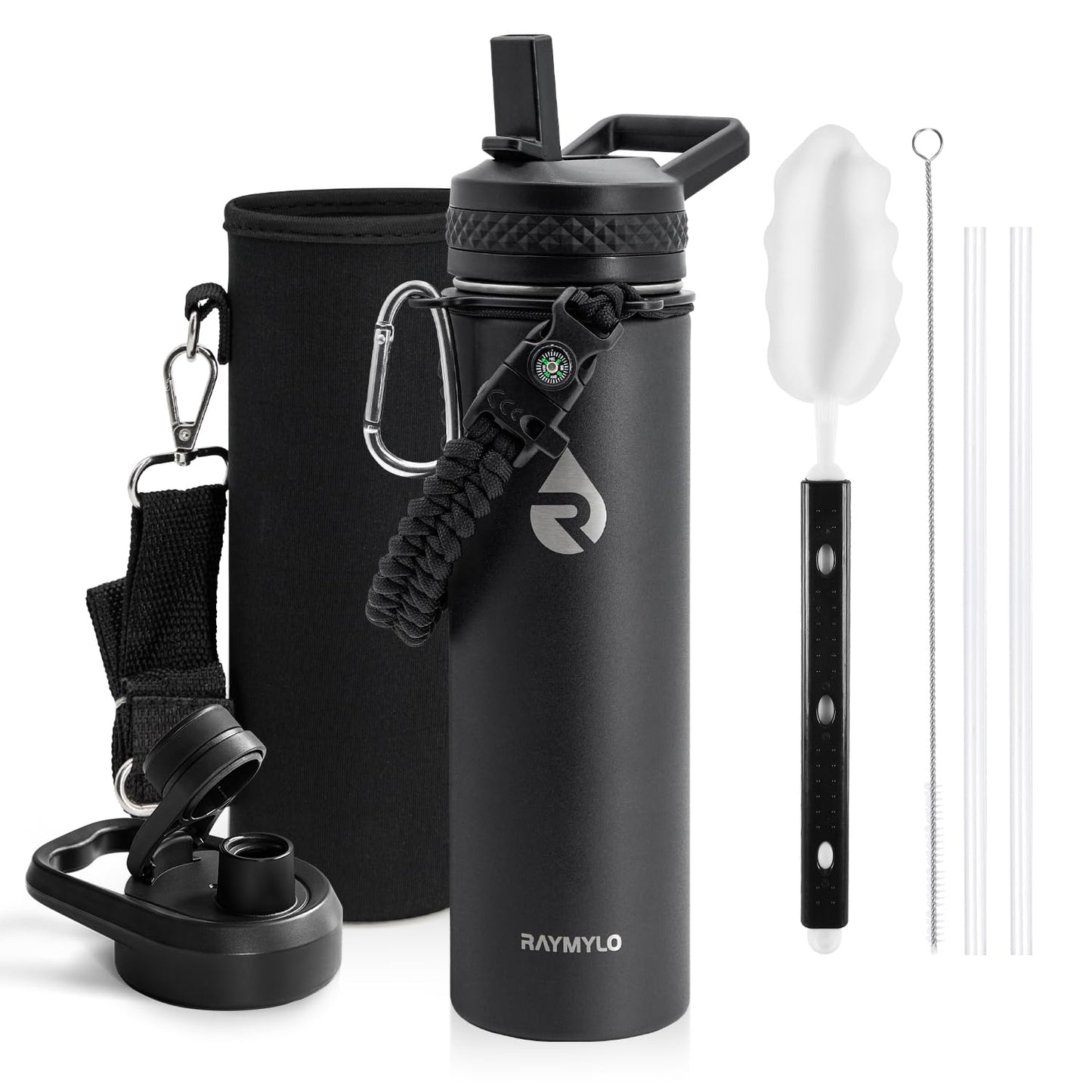 RAYMYLO Insulated Water Bottle 20 oz, Triple Wall Vacuum Stainless Steel (Cold for 24Hrs, Hot for 12Hrs), Leak Proof & Non-BPA, Kids Water Bottle Jug for School with Straw Spout Lids
