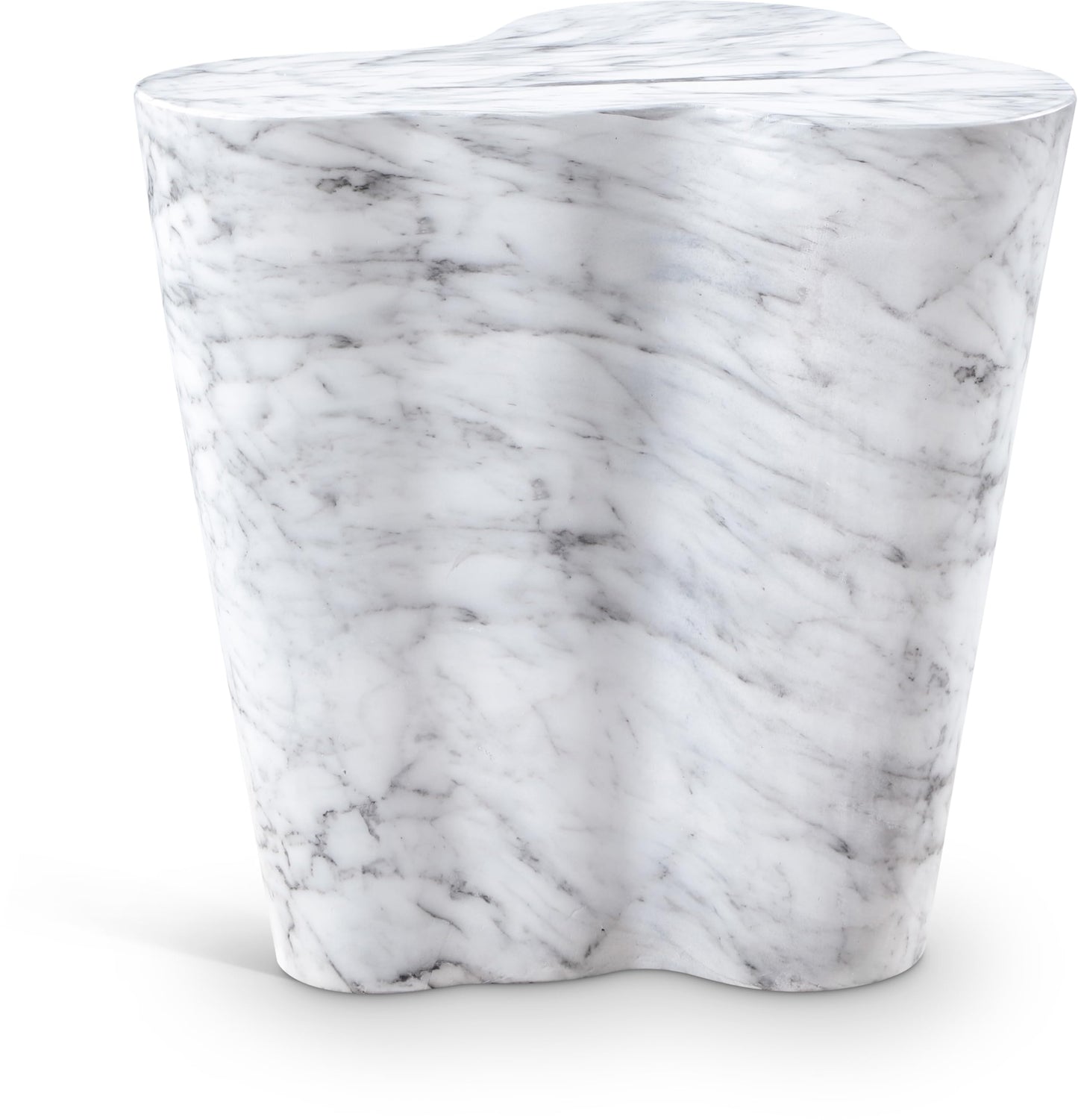 Meridian Furniture 99033White-ET Monza Collection Art Deco Marble Finish Indoor/Outdoor Concrete End Table, 21" W x 18.5" D x 22" H, White