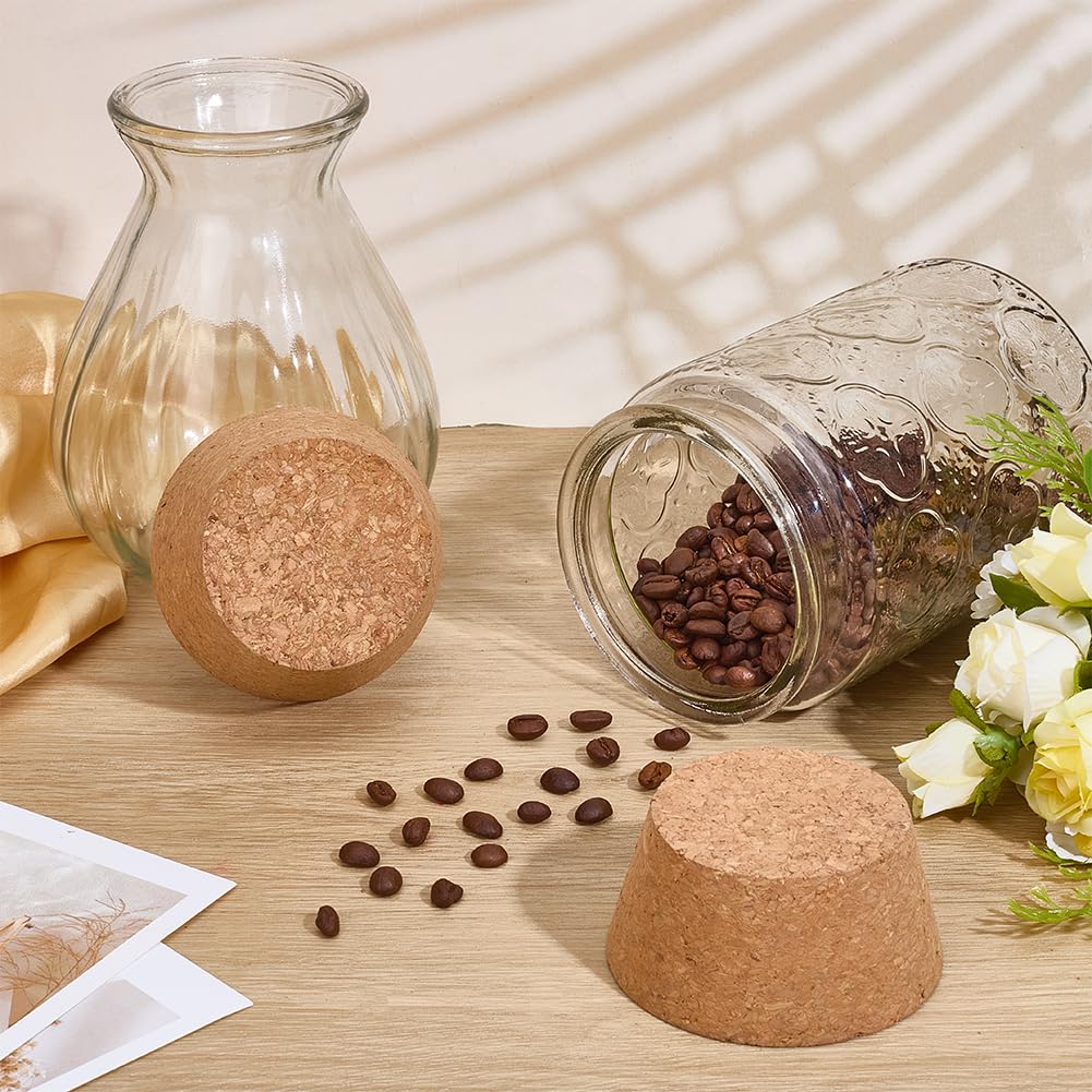 OLYCRAFT 2Pcs Large Cork Stoppers 2.4~3.2 Inch Cork Bottle Stoppers Tapered Corks Plugs Corks Canning Jar Lids Wood Tapered Plugs Wooden Taper Stopper for Kitchen Wedding Favor Canning