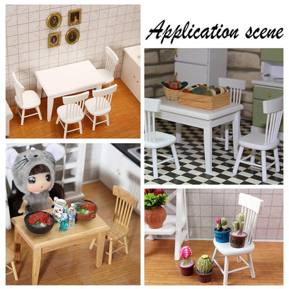 PH PandaHall 4pcs Dollhouse Chairs 1/12 Scale Miniature Furniture Chairs Mini Wood Chair Tiny Furniture Model Chair for Dollhouse Dinning Room Accessories Home Decor Photography Props