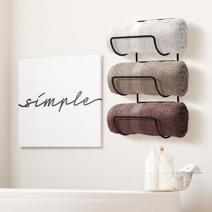 12 Sorbus Towel Holder for Bathroom Wall - Level Wall Mounted Towel Rack Shelves for Rolled Bath Towels, Washcloths