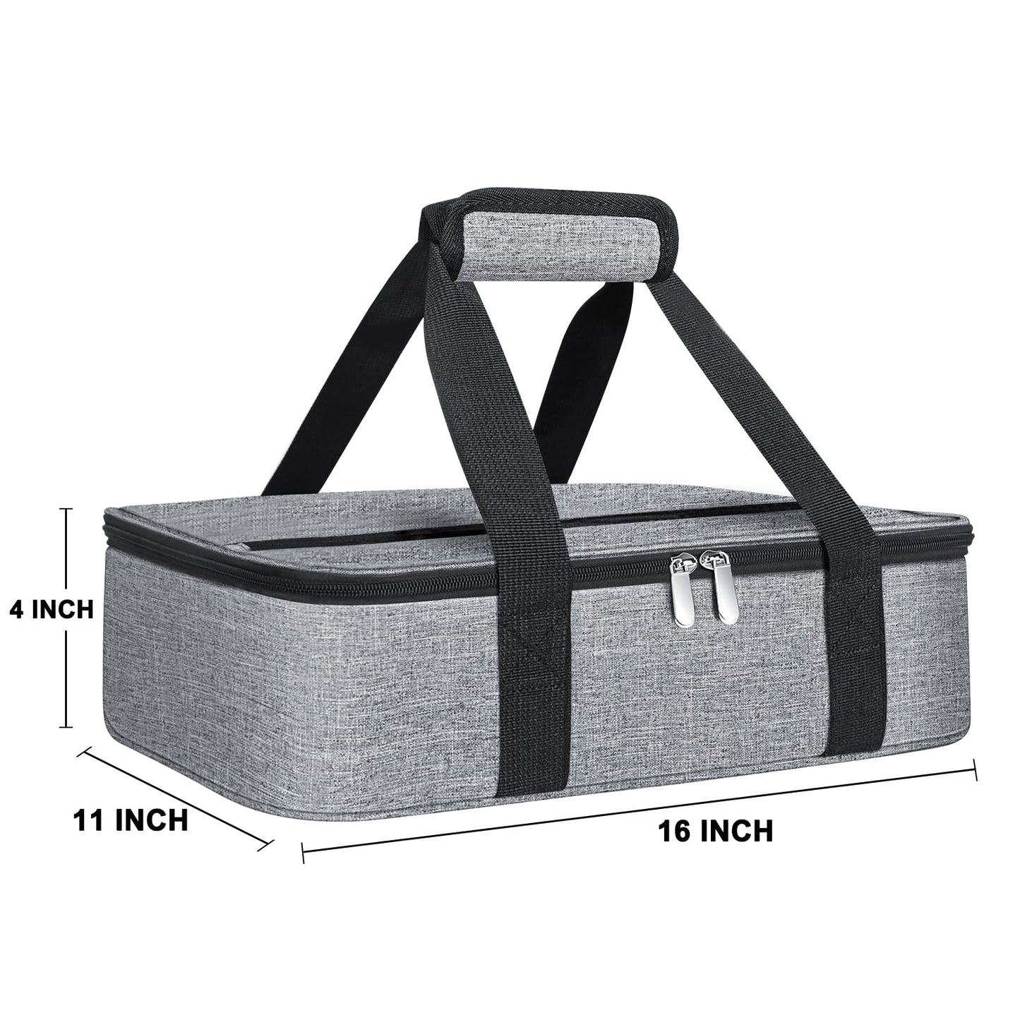 esouler Insulated Casserole Carrier Bag Hot & Cold Food Carrier Bag Lasagna Holder Lunch Bag for Picnics, Parties, Travel, Fits 9 x 13 Inches Casserole Dish-Grey