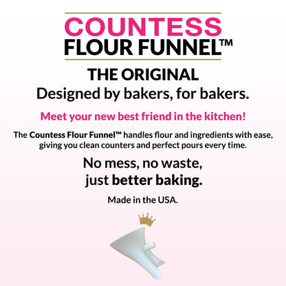 Countess Flour Funnel™ - Stand Mixer Attachment by The Cookie Countess (White)
