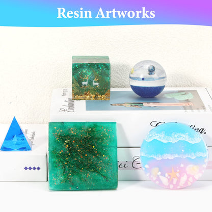 KISREL Large Resin Molds, 3 PCS Silicone Molds Kit for Resin Including Large Hexagonal and Square Heart Resin Mold, Epoxy Resin Molds for Flower Preservation Kit