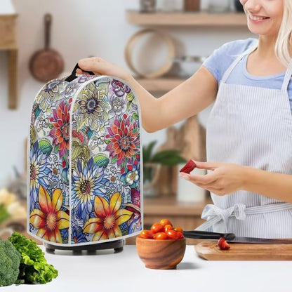 Boho Floral Blender Dust Cover, Anti Fingerprint Polyester Cover for Stand Mixer or Coffee Maker, Stain Resistant