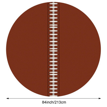 Oudain 12 Pcs Round Football Themed Tablecloths 84 Inch Football Field Tablecloth Green Grass Table Cover Plastic Sports Tablecloths Disposable Brown Ball Tablecloth for Birthday Party Supplies
