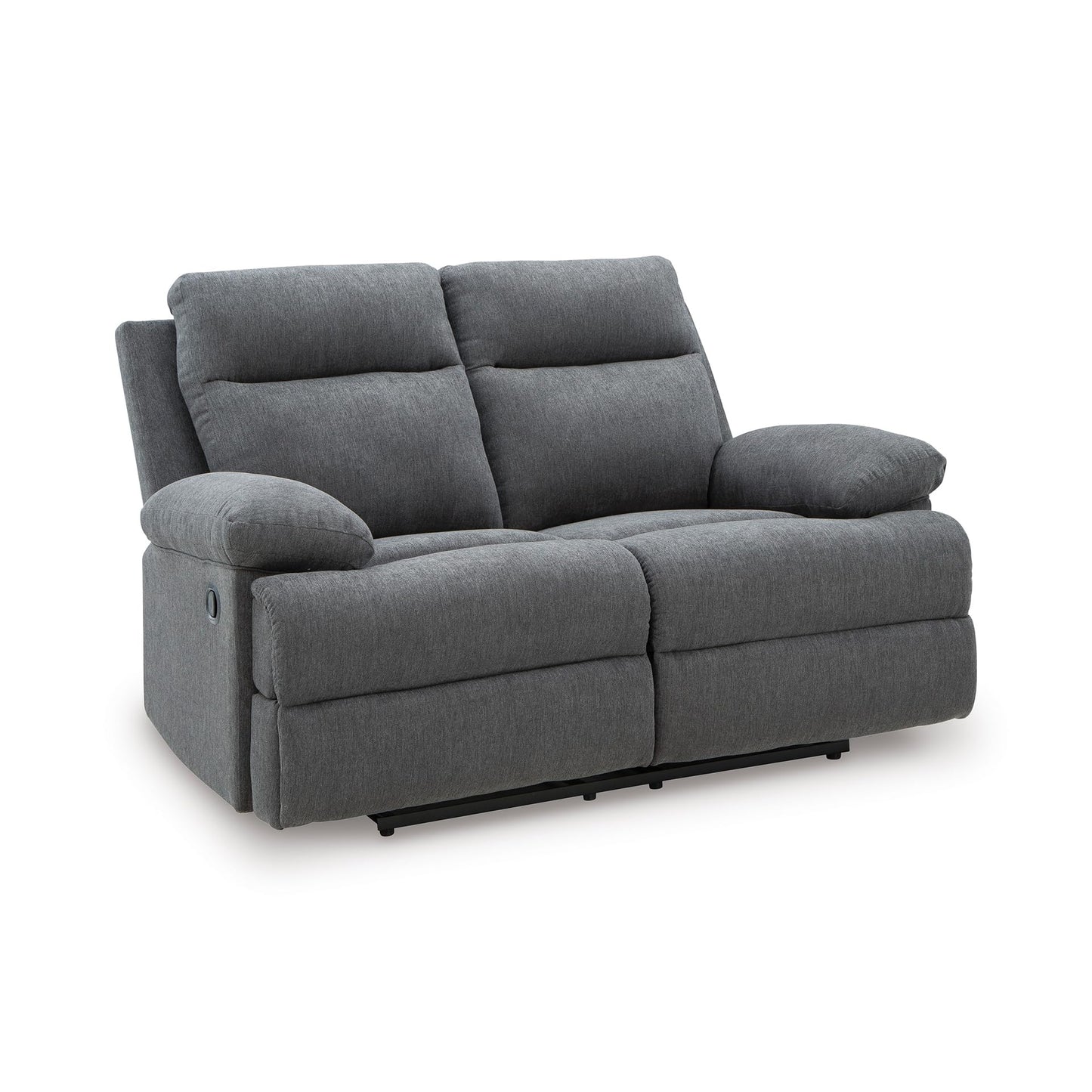Signature Design by Ashley Yarrow Lane Classic Chenille Manual Pull Tab Reclining Loveseat, Gray