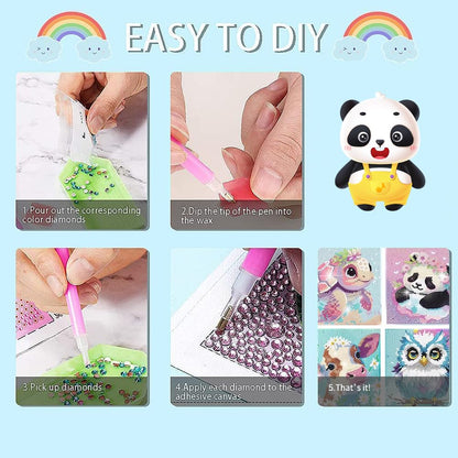 PERFECTSIGHT Cute 5D Diamond Art Kits, Kawaii DIY Painting Art for Adults Teen, 4 Pack Diamond Arts and Crafts Sets, Big Gem Full Drill Diamond Dots for Women (Animal)