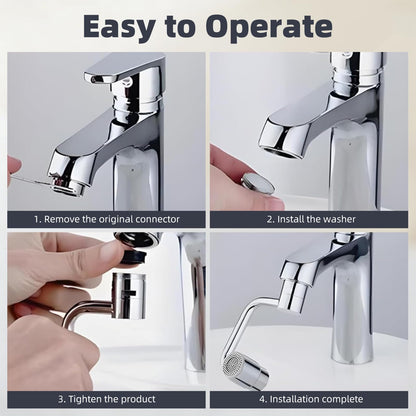 U Shaped Faucet Extender, Universal 360° Rotatable Faucet Aerator Extension Reduces Water Splatter, 1080° Rotating 2-Mode Adjustable for Bathroom Sink/Kitchen (2P)