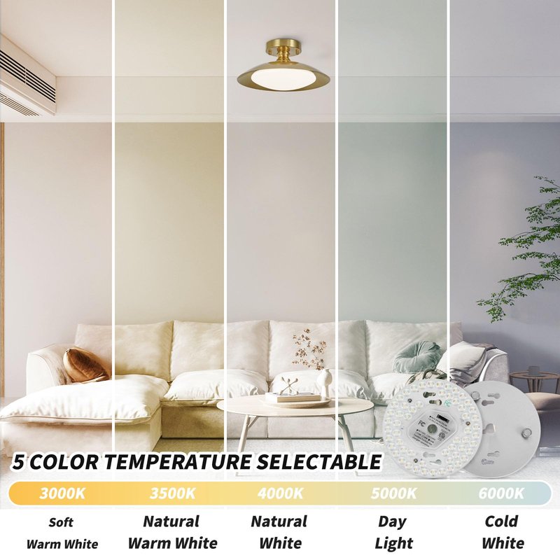 SHENGQINGTOP 5.12'' LED Ceiling Fan Light Retrofit Kit 24W 2200LM Ceiling Light Replacement PCB Board 5CCT 3000K 3500K 4000K 5000K 6000K Adjustable 120V CRI80 Dimmable