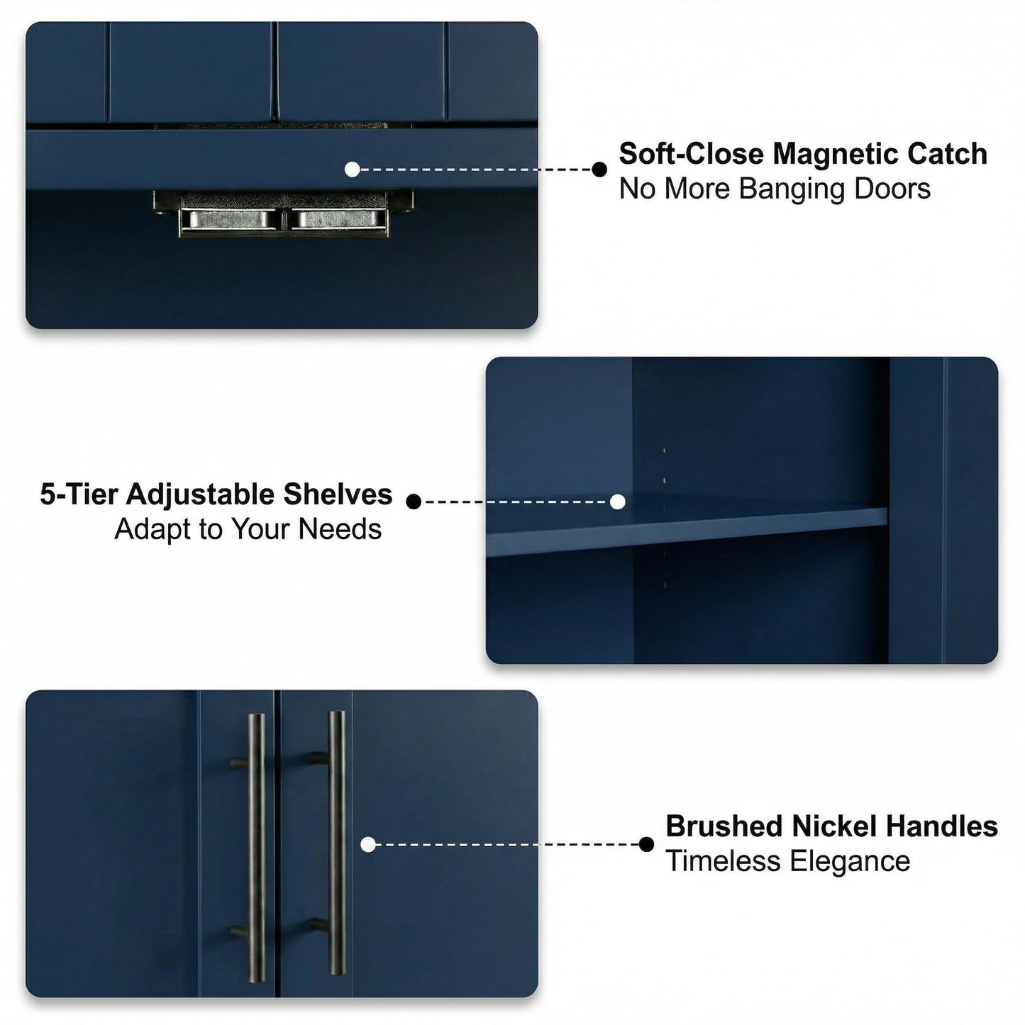 Casaphoria Kitchen Pantry Cabinet, 67" Tall Freestanding Kitchen Cabinet with 4 Adjustable Shelves, 28" W Storage Cabinet for Kitchen Pantry Organization (Navy Blue, Single)
