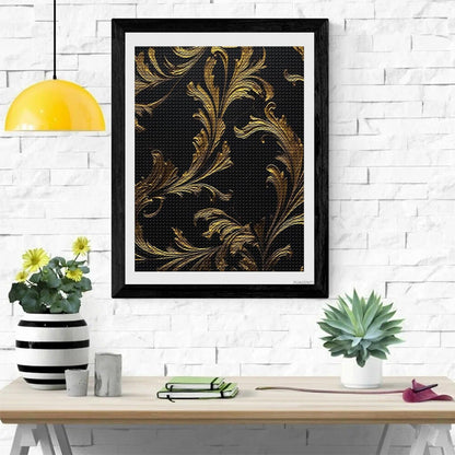 PUAGEMTI Diamond Painting Kits for Adults DIY Full Drill Diamond Dots Paintings Black and Gold Round 5D Diamonds Art Kits for Beginners Paint by Diamonds Gem Art for Home Wall Decor 12" x 16"