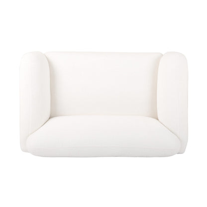 Christopher Knight Home 50" Bouclé Fabric Loveseat Sofa, Modern Upholstered Accent Chair with Armrest & Solid Wood Legs, Deep Seat Oversized Comfy Couch Reading Chair for Living Room Apartment, White