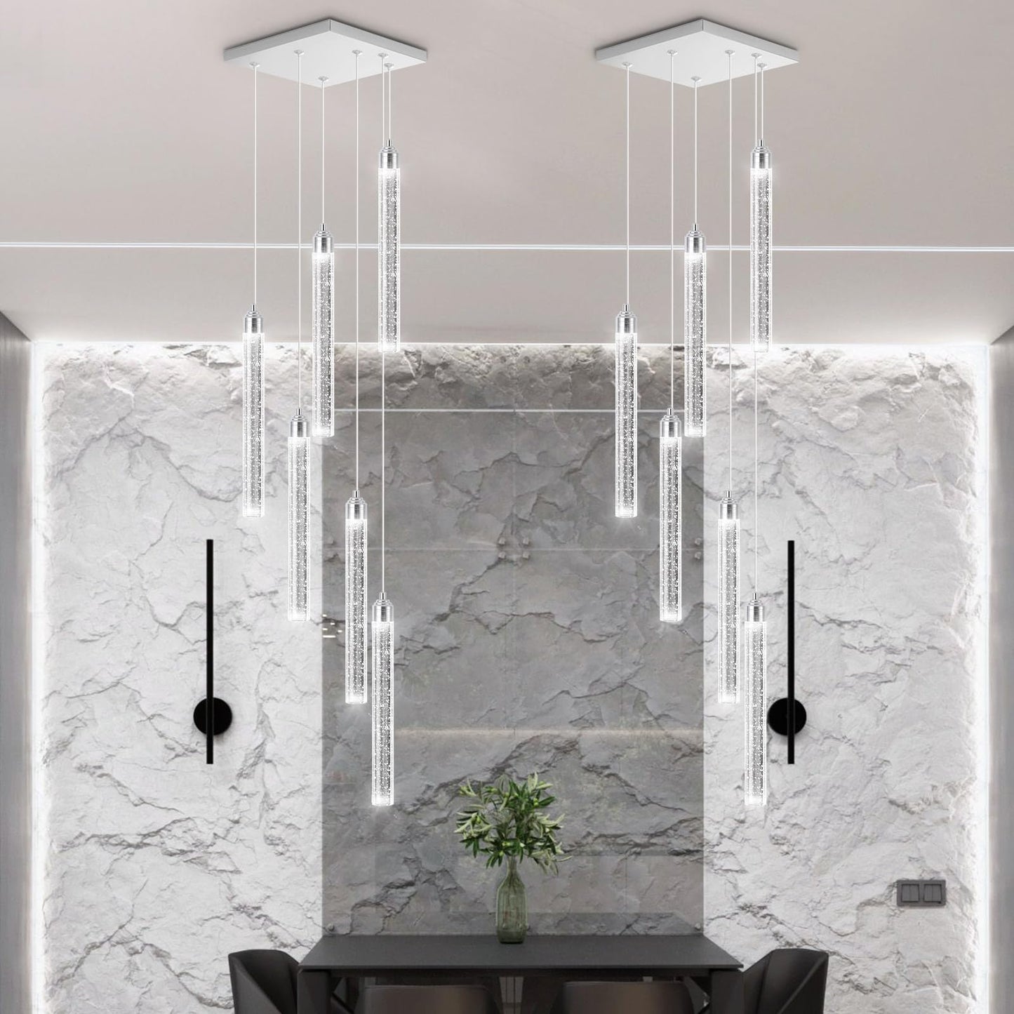 dolria Modern Crystal Pendant Lights for Kitchen Island Mini Chandelier LED Dimmable Ceiling Handing Lighting for Dining Room Corridor 2700K 6000K