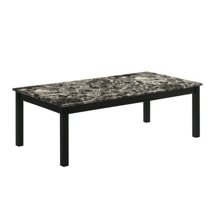 Furniture of America Isime Modern Contemporary Solid Wood 47.5-inch 3-Piece Coffee Table Set with Faux Marble Top for Living Room, Office, Black and White