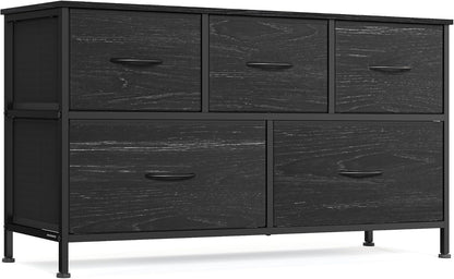 SONGMICS Dresser - Modern Chest of Drawers for Bedroom Storage | 5 Drawer Organizer in Ebony Black