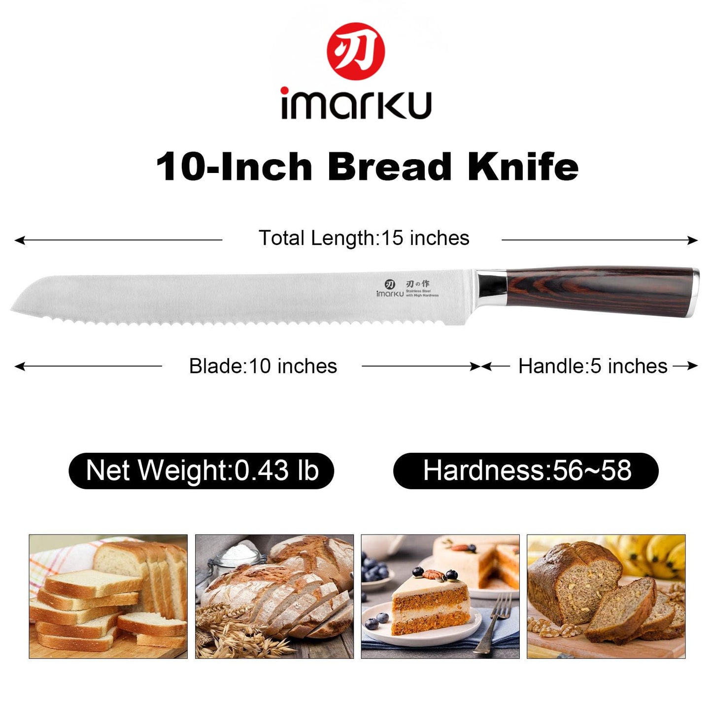 imarku Bread Knife, German High Carbon Stainless Steel Professional Grade Bread Slicing Knife, 10-Inch Serrated Edge Cake Knife, Bread Cutter for Homemade Crusty Bread, Mothers Day Gifts