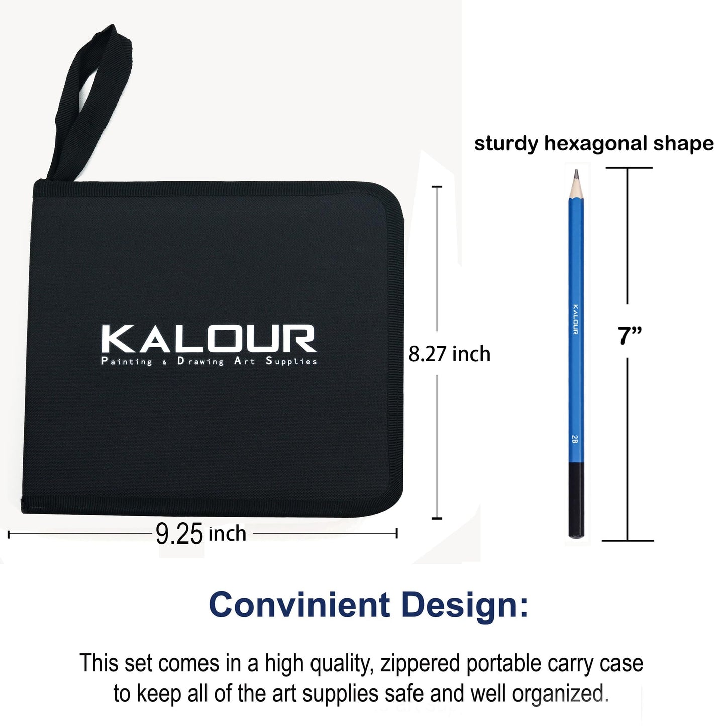 KALOUR 33 Pro Drawing Kit Sketching Pencils Set,Portable Zippered Travel Case-Charcoal Pencils, Sketch Pencils, Charcoal Stick,Sharpener,Eraser.Art Supplies for Artists Beginner Adults Teens