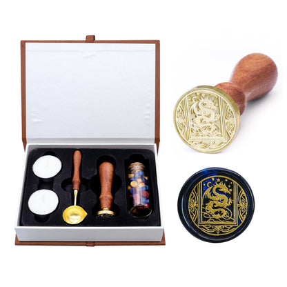 SWANGSA Starry Dragon Wax Seal Stamp Kit with 60pcs Sealing Wax Beads, Melting Spoon and Gift Box, Great for Embellishment of Party Invitations, Wine Packages, Gift Idea