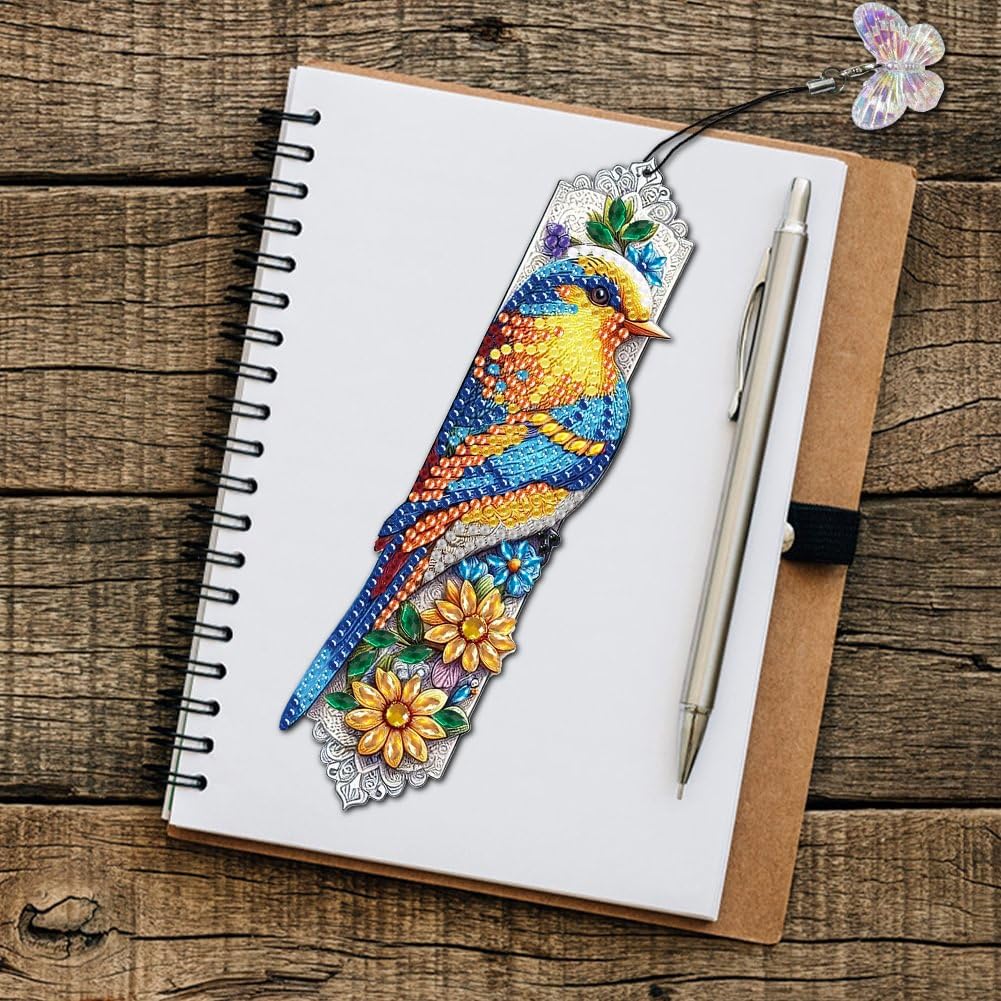 8PCS Hummingbird Diamond Painting Bookmark DIY Diamond Art Kits for Adults, Acrylic Diamond Art Bookmarks with Pendant for Book Lovers