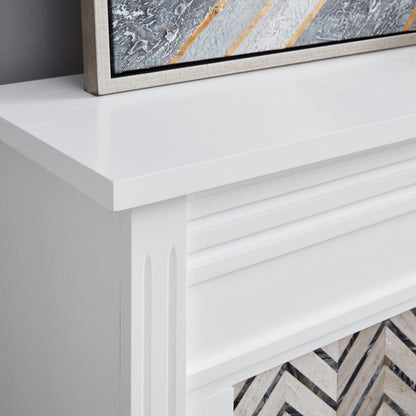 SEI Furniture - Hebbington Tiled Fireplace - Transitional Design, White Marble Top - Ideal for Living Room, Family Room (FC1080759)