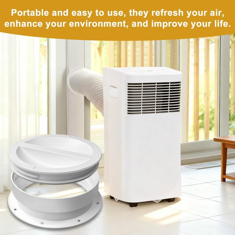 CCTP 1 Set Dual Size Wall Mount Connector for Portable Ac Vent Ac Exhaust Hose,Fit 6 and 6.5 Inches Hose,with Cover Plug(White)