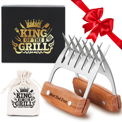Birthday Gifts for Dad, Best Dad Ever Gifts, Stainless Steel Meat Shredder Claws for Pulled Pork, Chicken BBQ Smoker Accessories, Grilling Gifts Christmas Stocking Stuffers with Stylish Gift Box