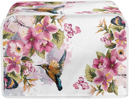 Hummingbird Flower Toaster Cover for 2 Slice, Anti-Dust Small Appliance Cover, Washable Kitchen Broiler Cover