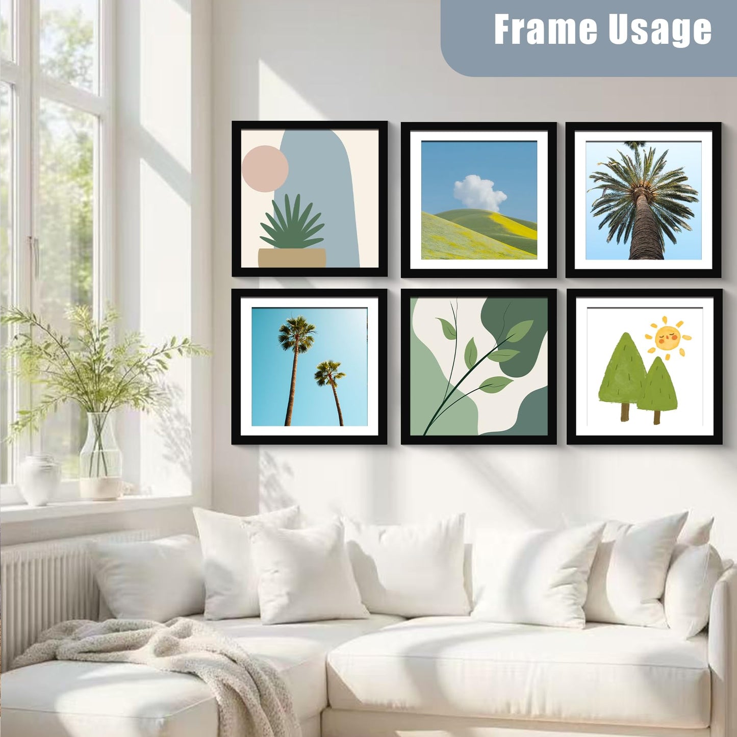 BESCRCL 12x12 Picture Frame Black Set of 6, Diamond Art Painting Frames Display Photo 10x10 or 12 x 12 without Mat, Wall Hanging Frame with Plexiglass