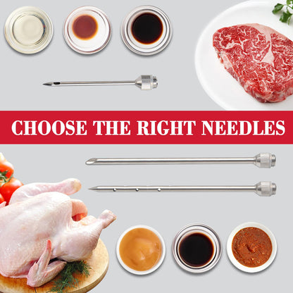 Grill Bump Meat Injector Syringe Kit for Smoker with 3 Flavor Food Injector Syringe Meat Needles, Injection Marinades Brine for Meat, Turkey; 2-oz, Including Paper and E-Book (PDF) User Manual