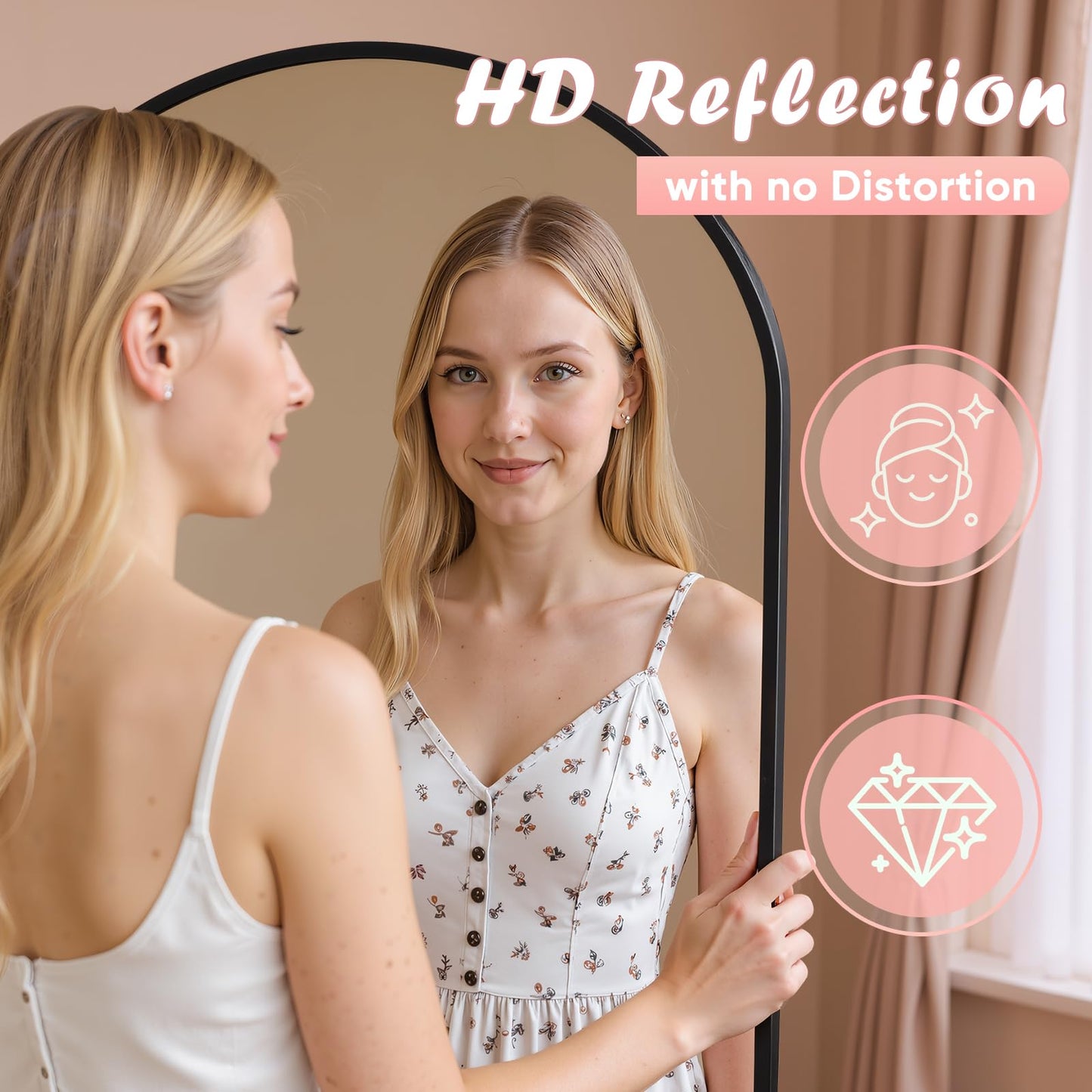 Novlux Full Length Mirror, 81" x 41" Arched Full Body Mirror Large Standing Floor Mirrors, Mirrors for Bedroom, Bathroom, Living Room Standing or Wall Leaning, Black