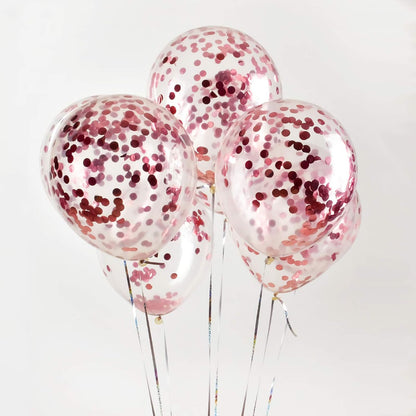 Rose Gold Confetti Balloons, 25 Pcs Thickened 12 Inch Clear Latex Balloons with Confetti for Graduation, Engagement,