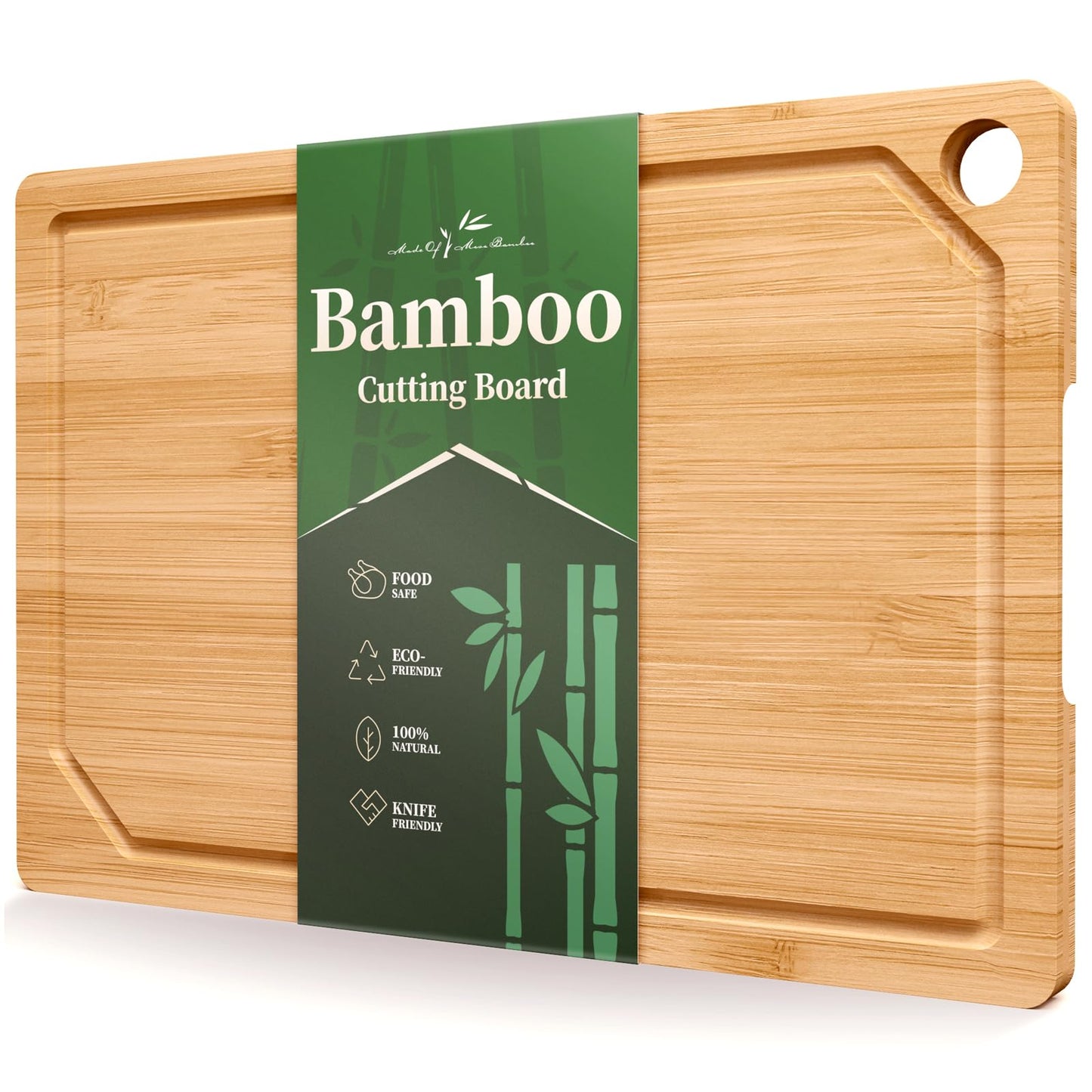 Kitsure Bamboo Cutting Board - Multi-Sizes Wooden Cutting Boards for Kitchen, Convenient Kitchen Essentials with Deep Juice Grooves， Cutting Board for Chopping & Serving, Large, Natural