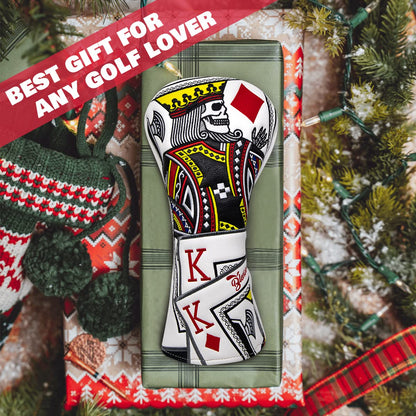BAIRBRE Golf Club Covers - Poker Diamond King Driver Covers Fariway Wood Headcovers 3 Wood Hybrid Head Cover for Most Brands