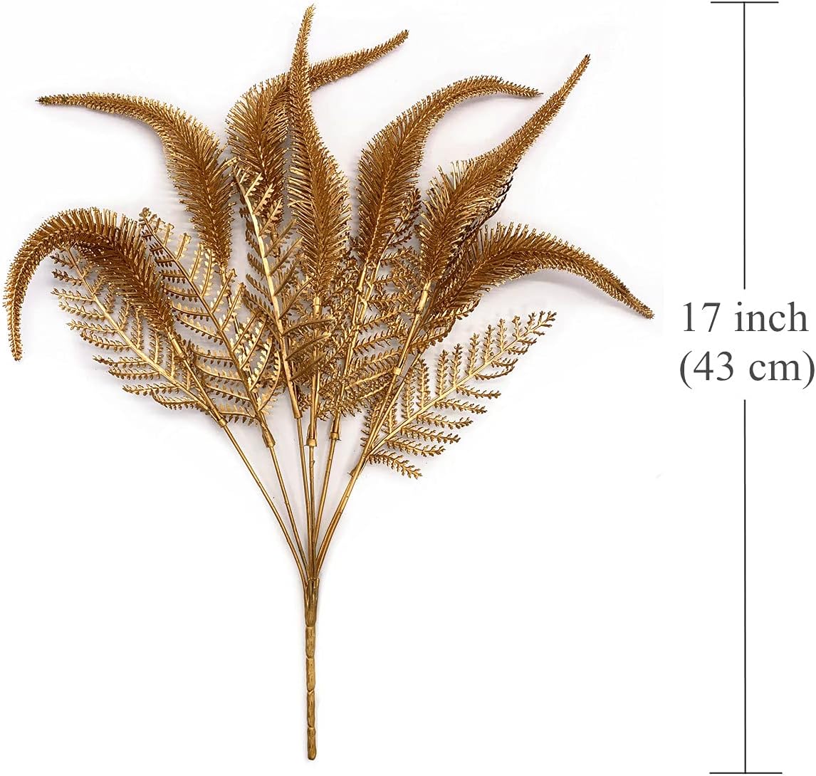 CATTREE 2 Pack Artificial Plants for Christmas, Gold Faux Shrubs, Plastic Grass Simulation for Home & Garden Decoration
