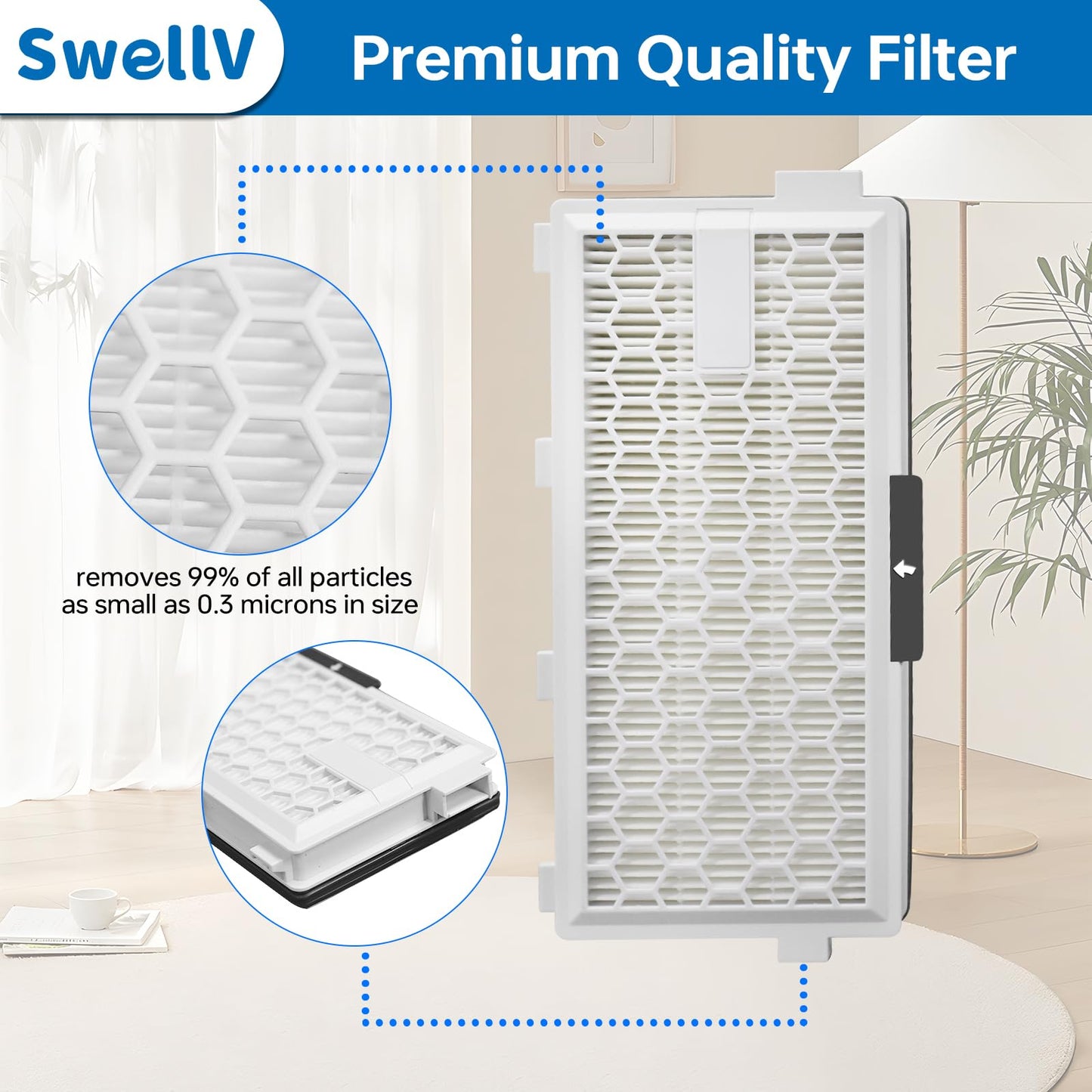 SwellV 3 Pack AirClean 50 Replacement Filter Compatible with Miele AirClean SF-HA 50 Filter for Model # S4, S5, S6, S8, S4000, S4999, S5000, S5999, S6000, S6999, S8000, S8999,Complete C2 & C3