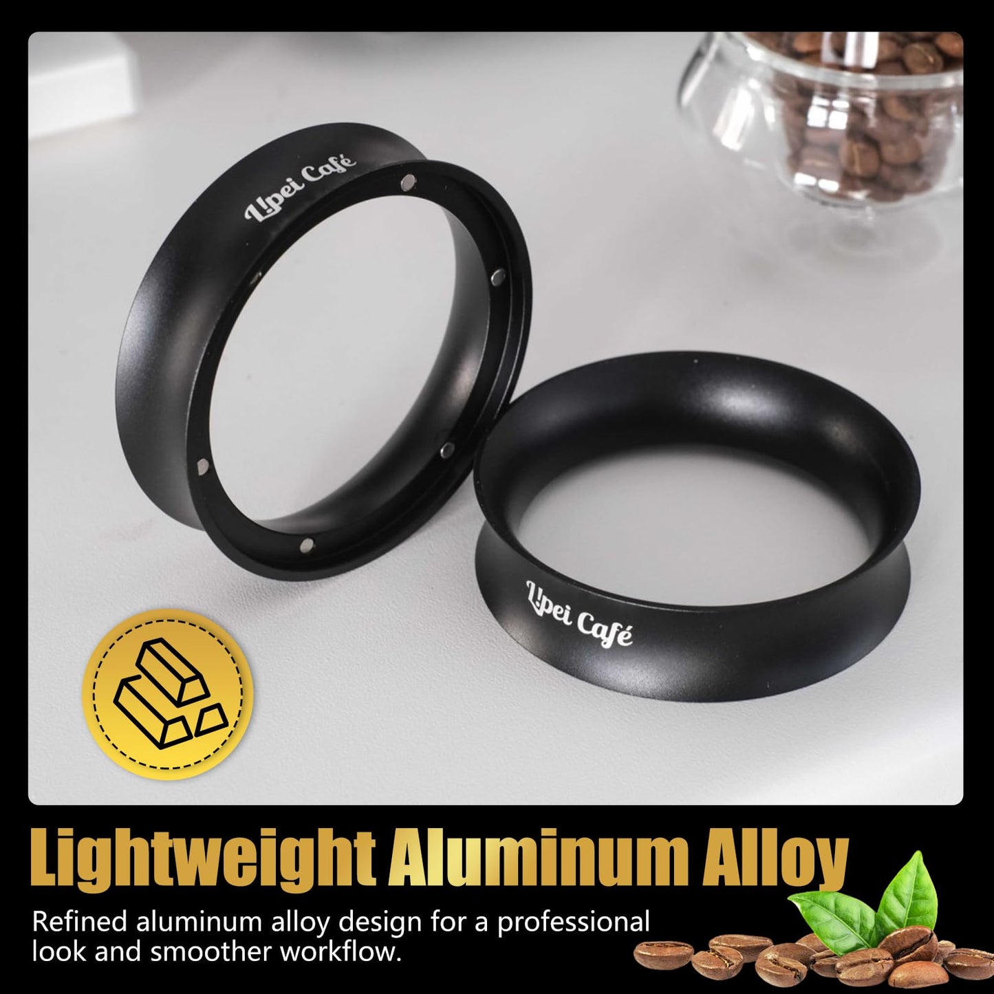 Lipei Cafe 58mm Espresso Dosing Funnel, Magnetic Coffee Dosing Ring, Compatible with 58mm Espresso Portafilter
