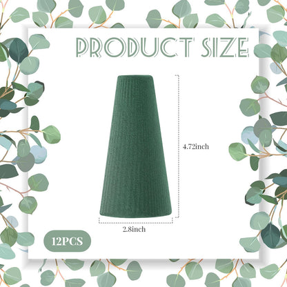 Shihanee 12 Pcs Floral Foam Cones for Artificial & Fresh Flowers, 4.72 x 2.8 Inch Wet & Dry Green Foam Blocks for Cemetery Vase Inserts, Wedding Centerpieces, and DIY Flower Arrangement Supplies