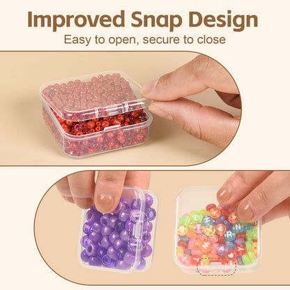 Bead Organizer Box, 31 Pcs Small Clear Bead Organizers and Storage, Mini Diamond Storage Containers Boxes with Hinged Lids and Labels, Craft Organizer for Jewelry, Bracelet, Small Parts, Nail Art