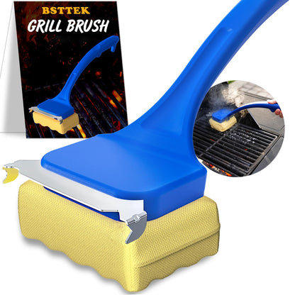 Grill Brush for Outdoor Grill, BBQ Grill Brush Bristle Free, Steam Grill Cleaner with Scraper, Grill Cleaning Brush with Replacement Head, BBQ Grilling Accessories Fit Most Grills, Gifts for Men Dad