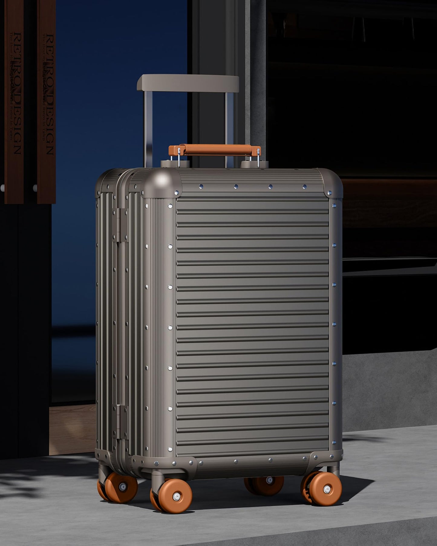 Varyleap All Aluminum Checked in Luggage, Zipperless Aluminum Suitcase, Hard Shell Carry On Luggage with TSA Lock, Spare Wheels for Travel. (Titanium Gold, 24in)