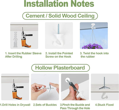 Aidoclip Ceiling Hooks - 6 Pcs Heavy-Duty Metal Plant Hangers for Indoor/Outdoor Use | Small Size