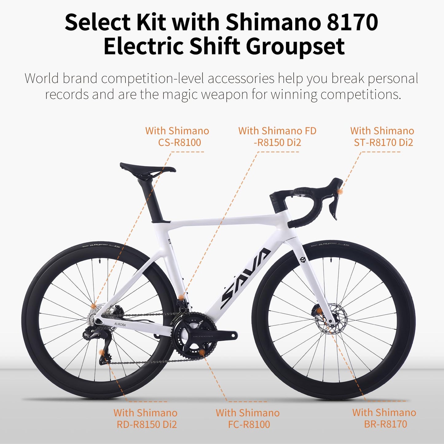 SAVADECK Carbon Siber Road Bike, 24 Speeds Shifting Road Bicycle with Shimano Ultegra Di2 8170 Groupset, Carbon Race Bike with Carbon Frame and Carbon Wheelset Disc Brake for Adult(Black,51cm)