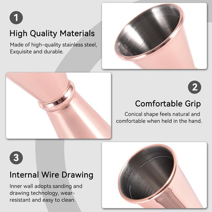 Jigger 2 oz 1 oz Rose Gold Stainless Steel Double Cocktail Shot Measure for Bartending